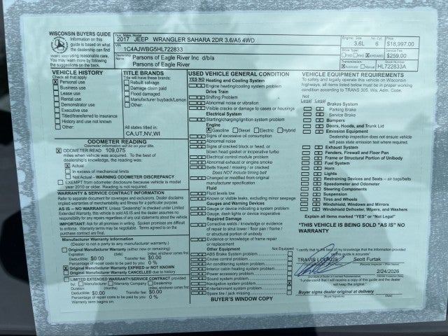 2017 Jeep Wrangler Sahara 4x4