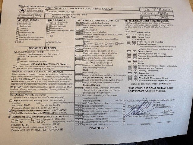 2022 Chevrolet Traverse LT Cloth