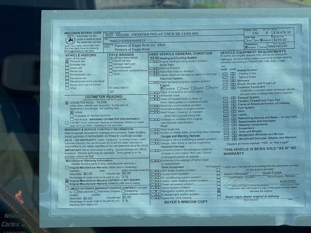 2022 Nissan Frontier S