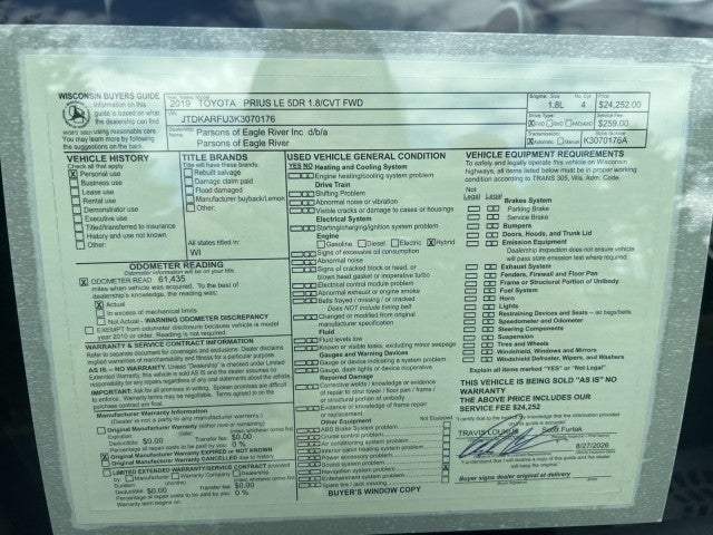 2019 Toyota Prius LE